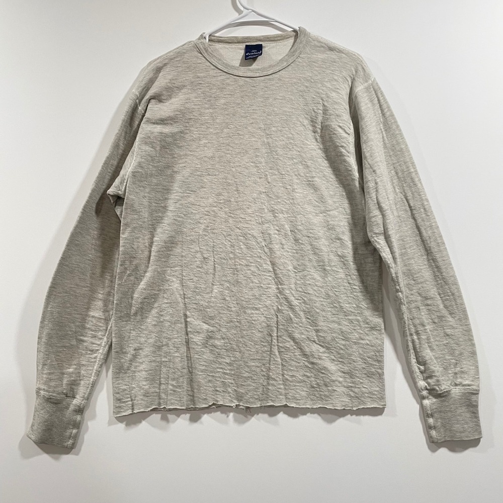 Vintage Duofold Thermal Shirt Mens Tall Large Gray Cotton‎ Wool Made in USA L/S